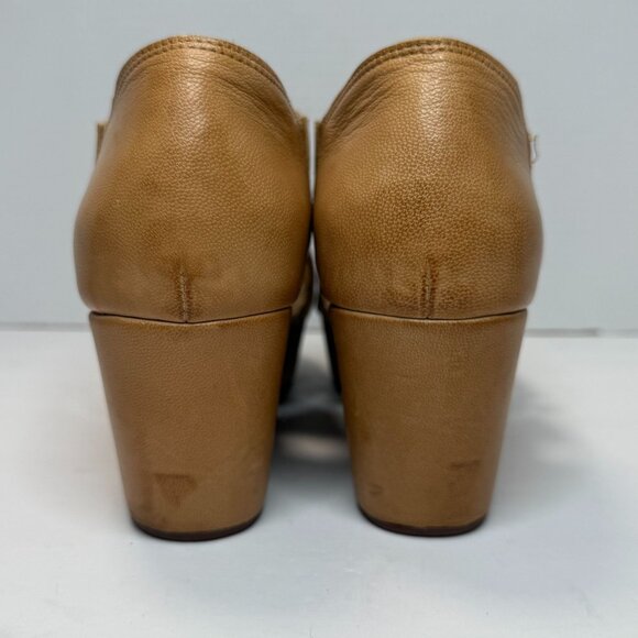 Chocolat Blu Woven Peep-Toe Wedge Sandals Women's Size 8.5 Tan Cork Platform Hee - Picture 7 of 9